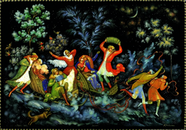 Палехская роспись лаковая миниатюра