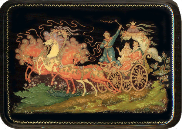 Палехская лаковая живопись тройка