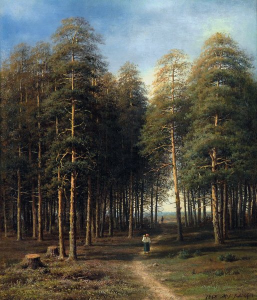 Михаил Клодт Лесной пейзаж (аллея в березовой роще) (1867)