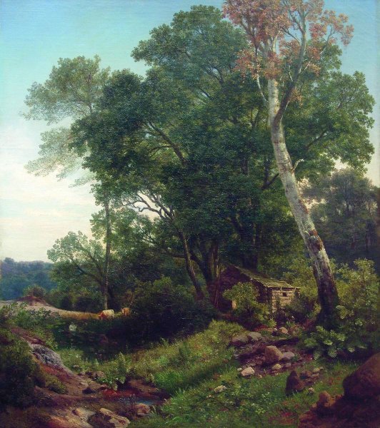 Лев Каменев (1833 – 1886) «пейзаж с избушкой»