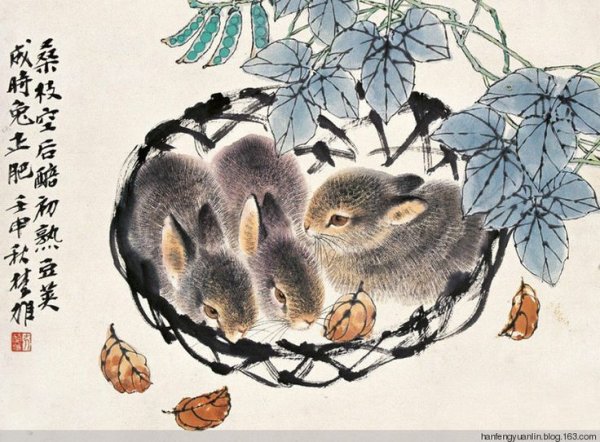 Кролик картина японская живопись