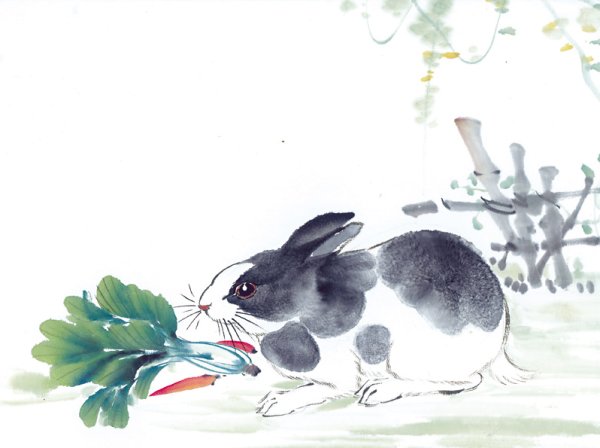 Лунный заяц китайская живопись