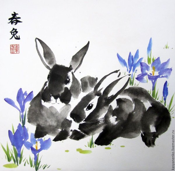 Се и кролик китайская живопись