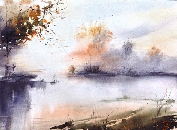 Природа акварелью