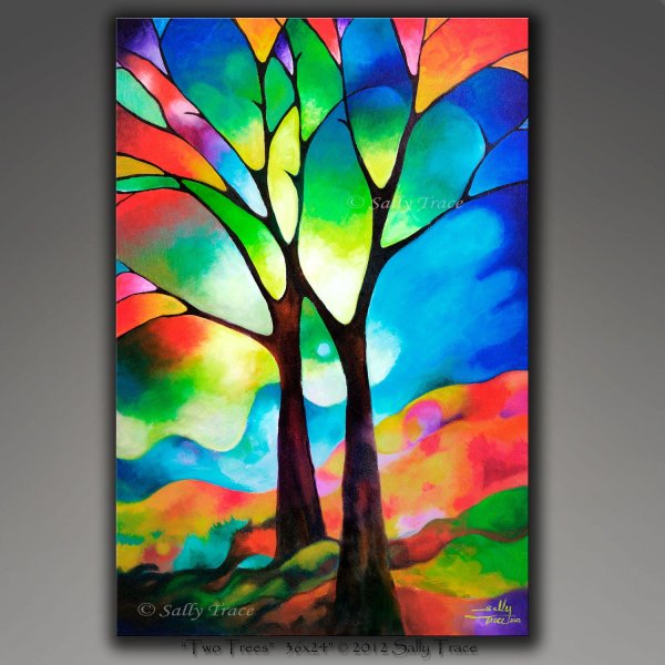 Декоративный пейзаж акрилом