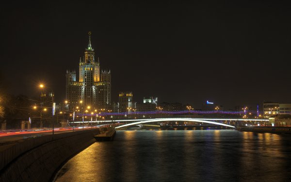 Москва река ночью Котельническая набережная