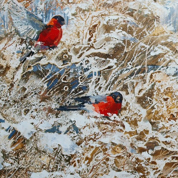 Снегирь живопись Мария Павлова