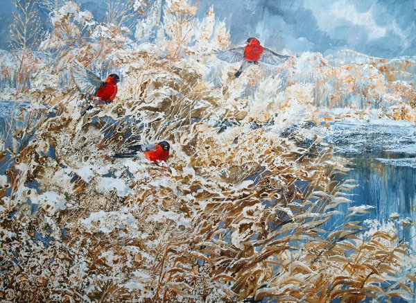 Зимние птицы в живописи