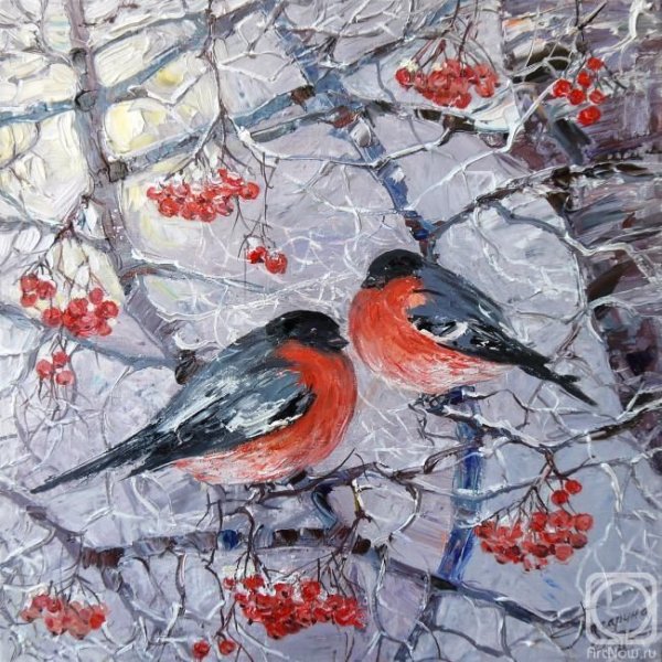 Снегирь живопись Мария Павлова