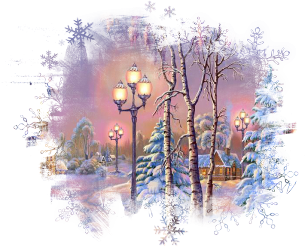 Клипарт зимний пейзаж на прозрачном фоне