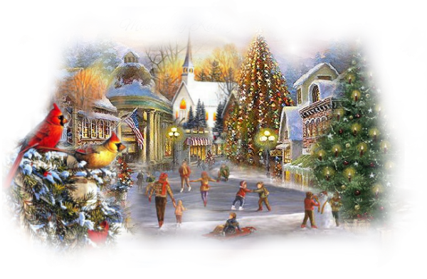 Новогодние пейзажи на прозрачном фоне