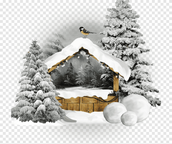 Новогодние пейзажи на прозрачном фоне