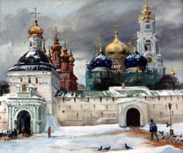 Троице-Сергиева Лавра акварель