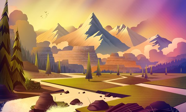 Adobe Illustrator горы