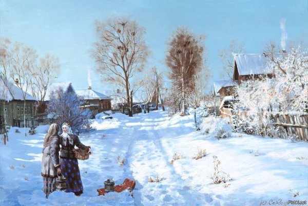 Художник Наталья Алексеева" зима в Суздале"