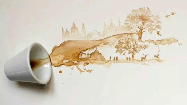 Рисование чаем на бумаге