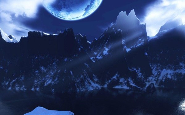 Пейзаж в темно синих тонах