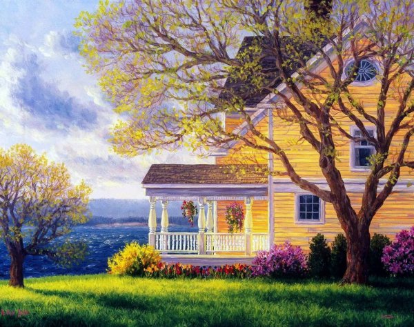 Деревня осень живопись Гладышев