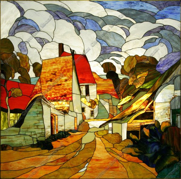 Витраж пейзаж Ван Гога