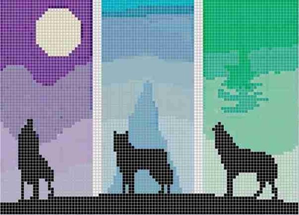 Пейзаж по клеточкам в тетради