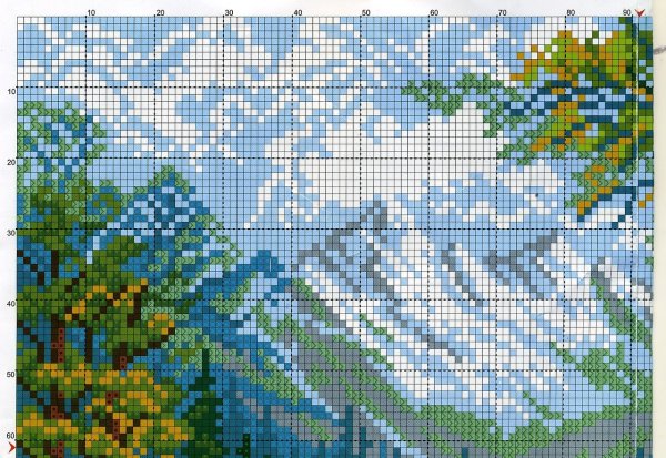 Вышивка крестом зимний домик схемы