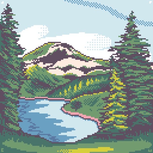 Монохромная вышивка пейзаж