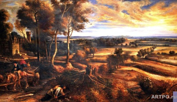 Пейзаж с замком стен Рубенса