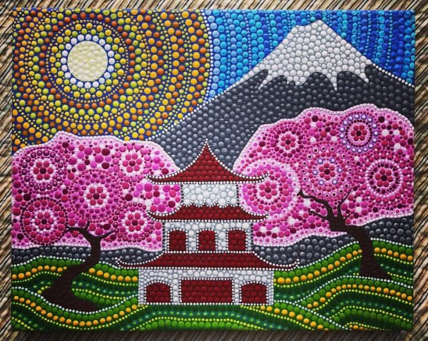 Точечная роспись пейзаж