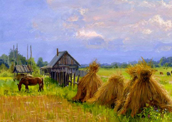 Художник Владимир Жданов картины деревни сенокос
