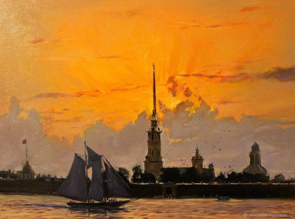 Петербургский художник Нева Петропавловская крепость