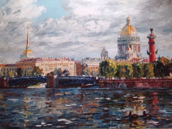 Васильевская стрелка Санкт-Петербург живопись