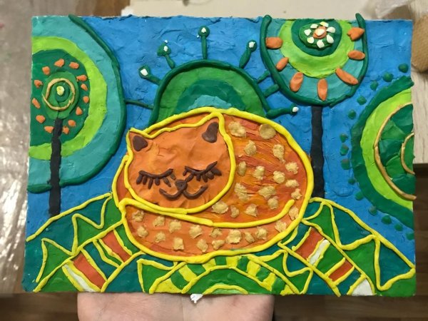 Панно на стену из цветного пластилина