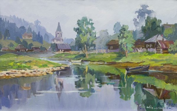 Пленэр гуашью деревня