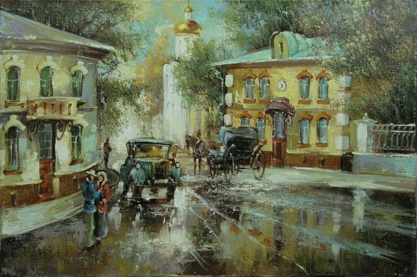 Картины Александра Стародубова. Старая Москва. Арбат