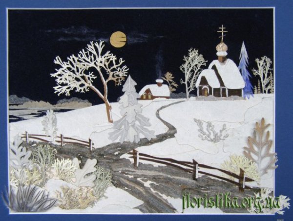 Зимний домик гуашью