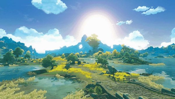 Долина ветров пейзаж Геншин