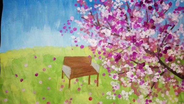 Весна гуашью