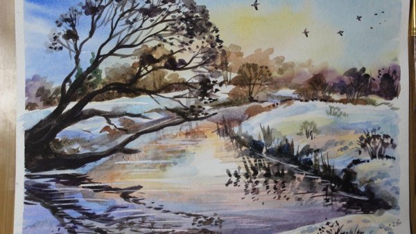 Живопись гуашь Мастрюковские озера