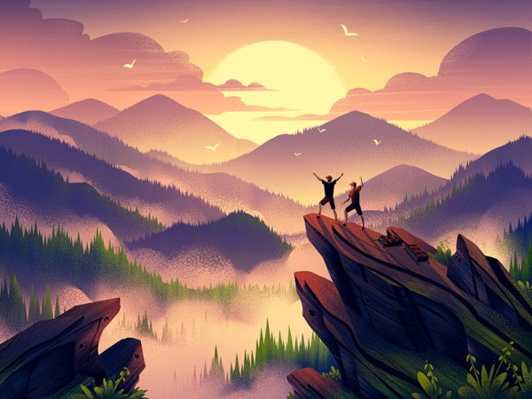 Акварель пейзаж фэнтези