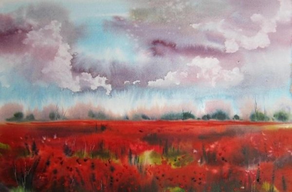 Венета Дочева акварель маки