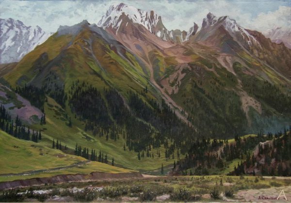 Картины маслом горы Киргизии Джети Огуз