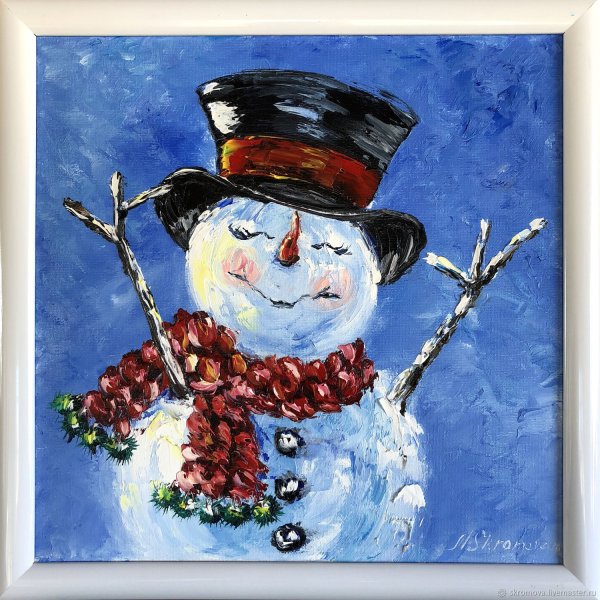 Снеговик живопись