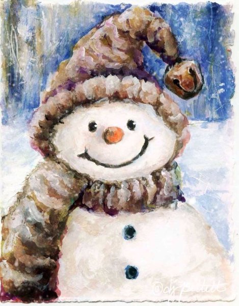 Снеговик живопись