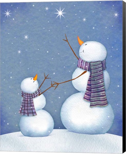 Кот и Снеговик живопись