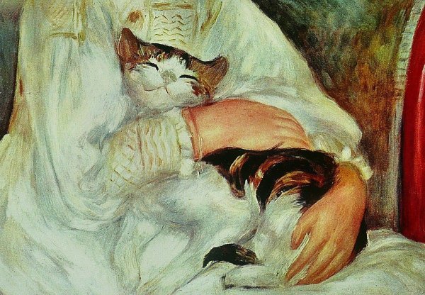 Огюст Ренуар женщина с кошкой