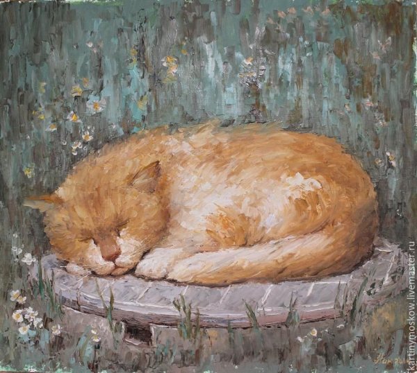 Рыжий кот картина маслом
