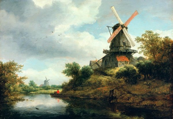 Офорт Рембрандта ветряная мельница