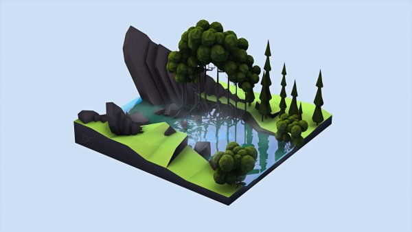 Low Poly ландшафт 3д