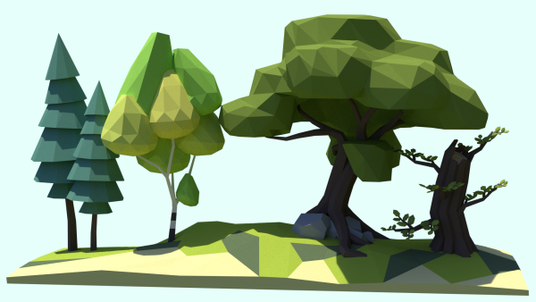 Лес 3d модель Low Poly