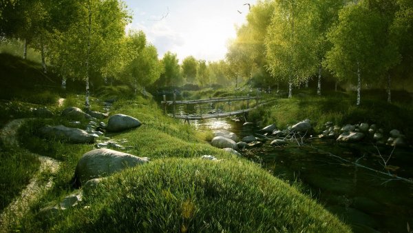 3д модель 3ds Max ландшафт лес